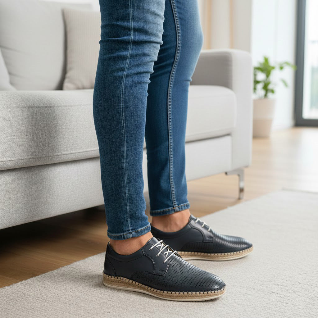 Pantofi casual bărbați piele naturală 663 Blue