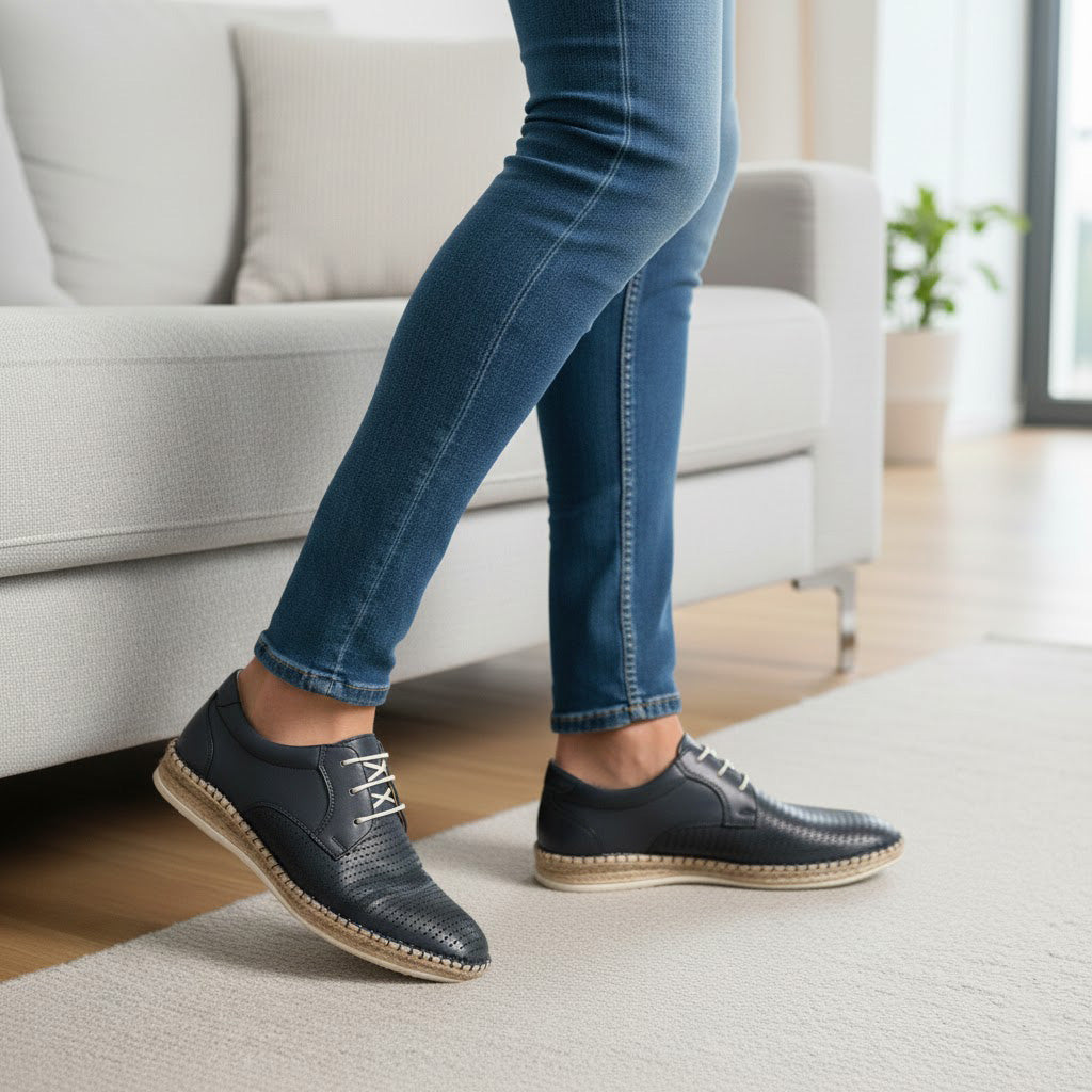 Pantofi casual bărbați piele naturală 663 Blue