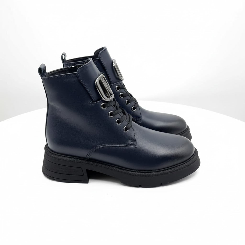 Ghete de damă din piele naturală | 730  Culoare bleumarin