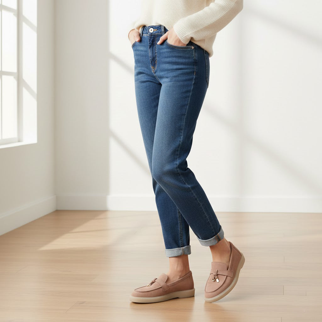 Pantofi 134 casual din piele naturala intoarsa culoare roz pudra