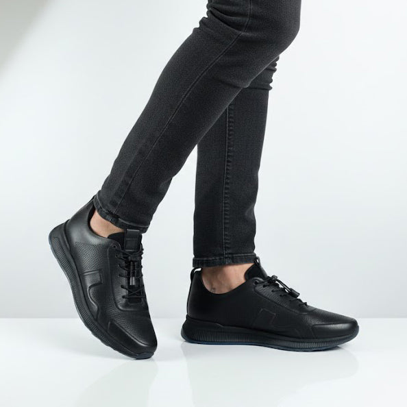 Pantofi sport bărbați piele naturală l negru l cod 920