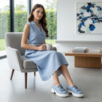 Mocasini damă culoare albastru din piele naturală cod 131