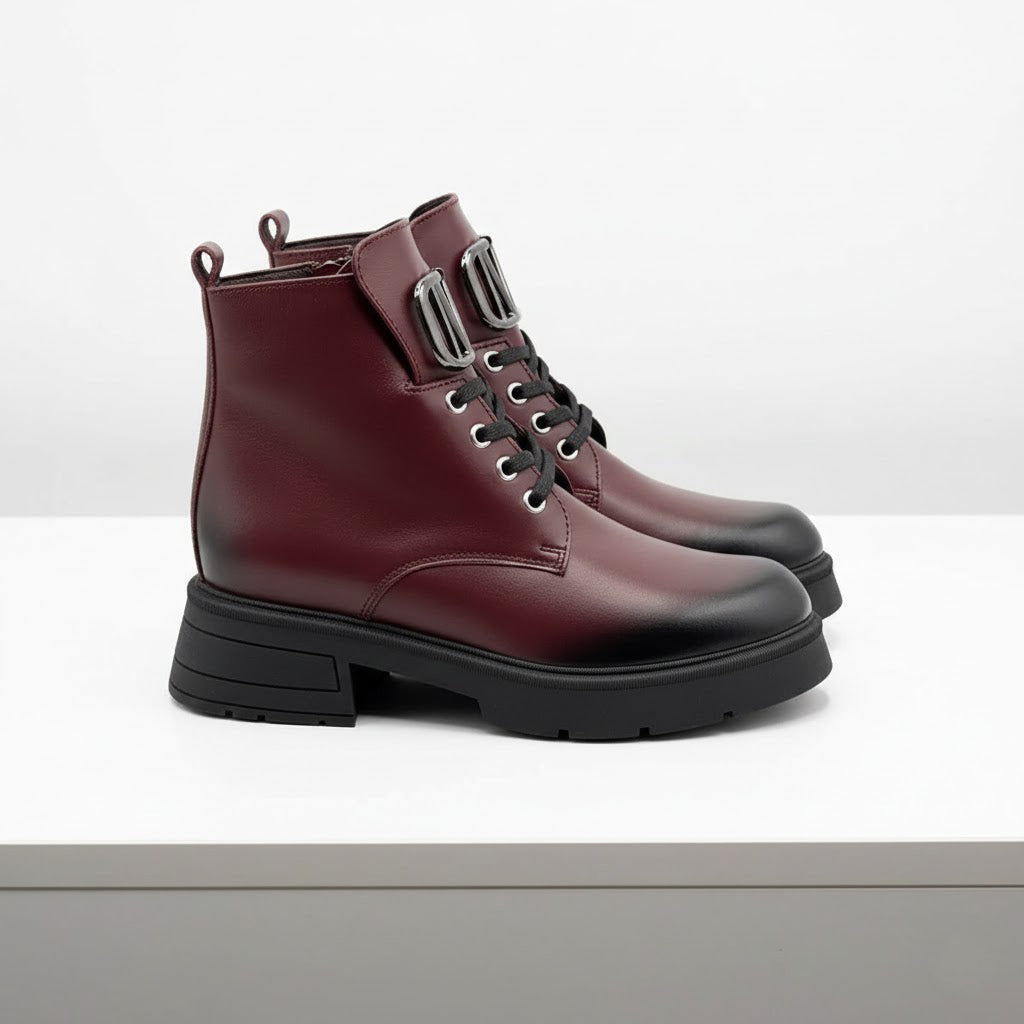 Ghete de damă din piele naturală | 730 Culoare visinie