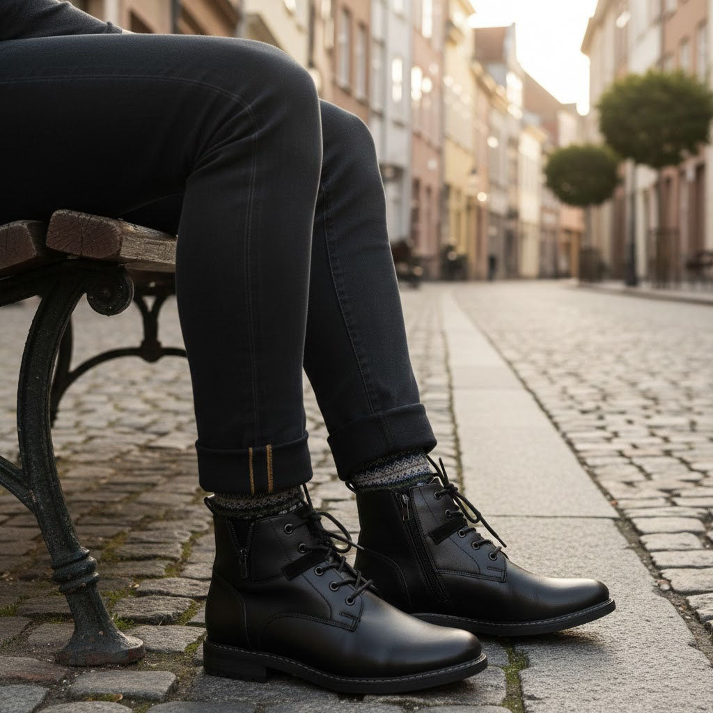 Ghete bărbați piele naturală 850 Negru