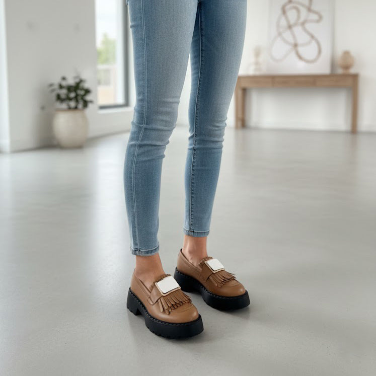 Mocasini damă culoare maro TN din piele naturală cod 139 Tapla NEAGRA