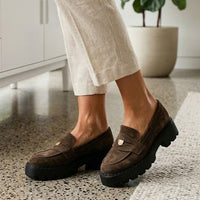 Mocasini damă culoare maro ciocolata din piele intoarsa naturală cod:129
