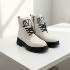 Ghete de damă din piele naturală | 730 Culoare alb natur