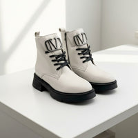 Ghete de damă din piele naturală | 730 Culoare alb natur