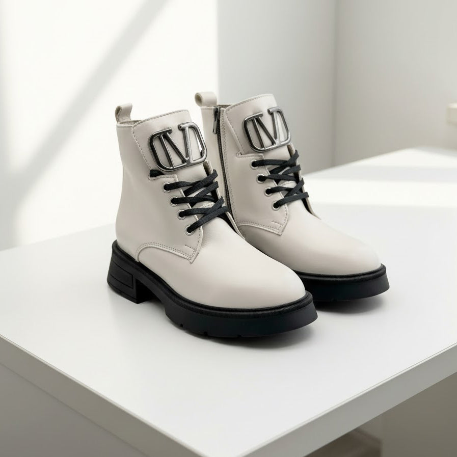 Ghete de damă din piele naturală | 730 Culoare alb natur