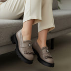 Mocasini damă taupe din piele naturală 131(T.N.)