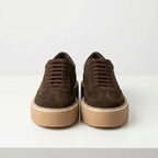 Pantofi casual din piele naturala intoarsa culoare maro CIOCOLATA cod 1634