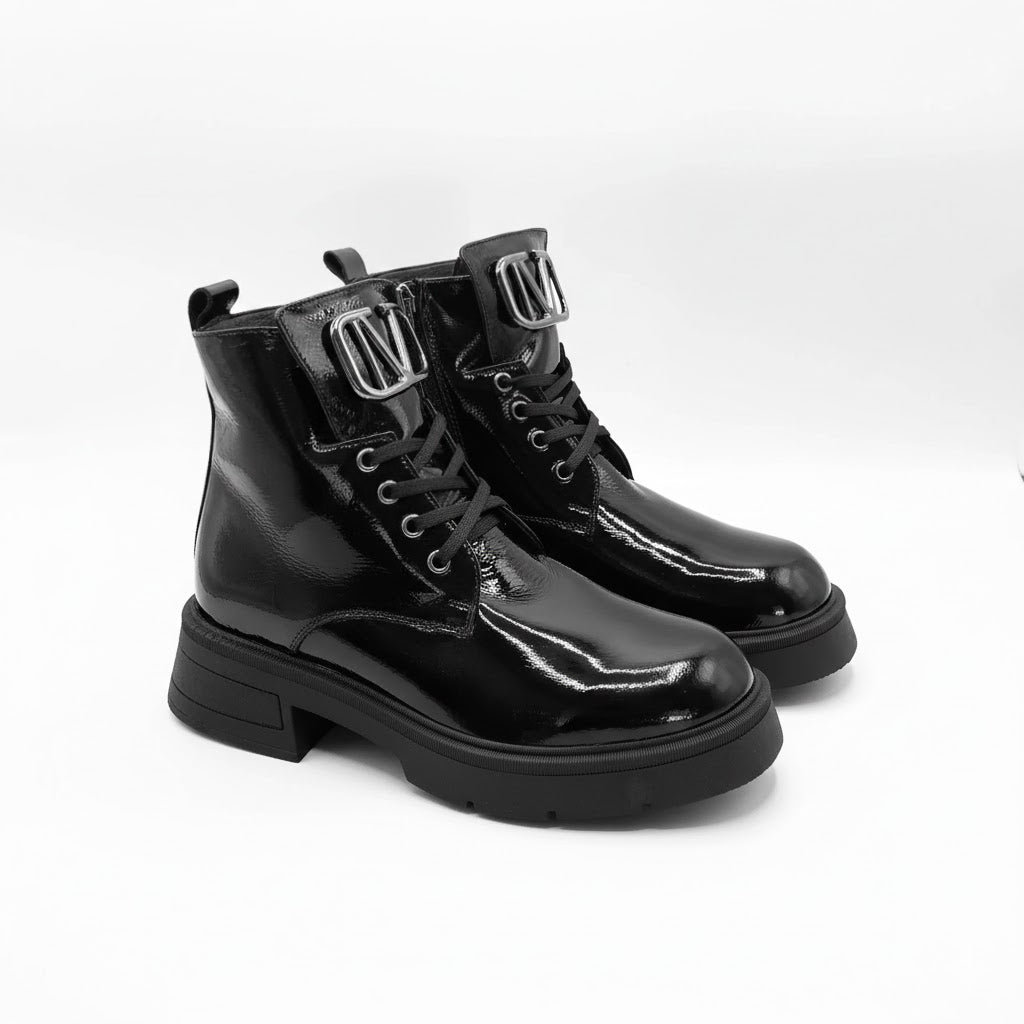 Ghete de damă din piele naturală lacuita | 730 Culoare negru lac