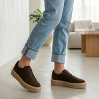Pantofi casual din piele naturala intoarsa culoare maro CIOCOLATA cod 1634
