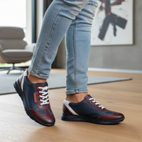 Pantofi sport bărbați piele naturală 430 Vișiniu+blue