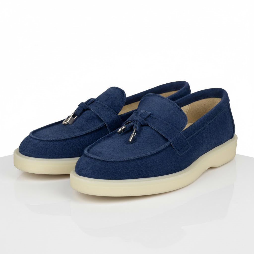 Pantofi 134 casual din piele naturala intoarsa culoare bleumarin