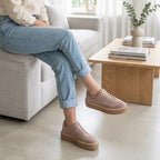 Pantofi casual din piele naturala intoarsa culoare roz pudra cod 1634