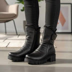 Ghete damă din piele naturală | DOREEN Culoare neagra