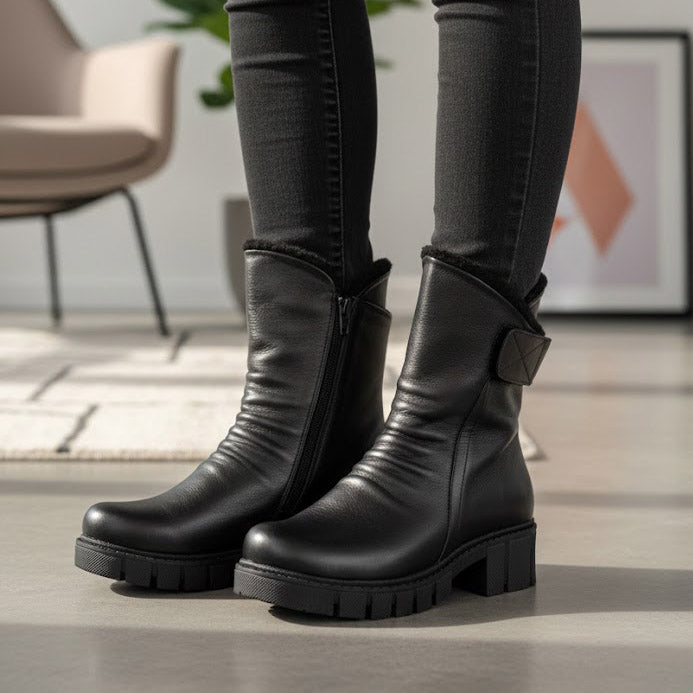 Ghete damă din piele naturală | DOREEN Culoare neagra