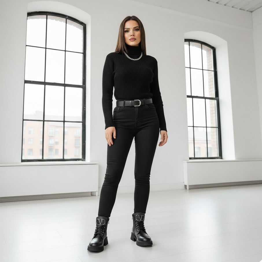 Ghete de damă din piele naturală | 730 Culoare negru