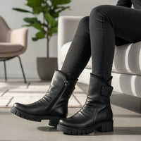 Ghete damă din piele naturală | DOREEN Culoare neagra