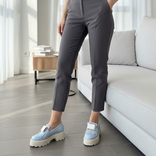 Mocasini damă din piele naturală cod 139 culoare albastru