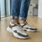 Pantofi sport bărbați piele naturală. cod 466. culoare alb-maro