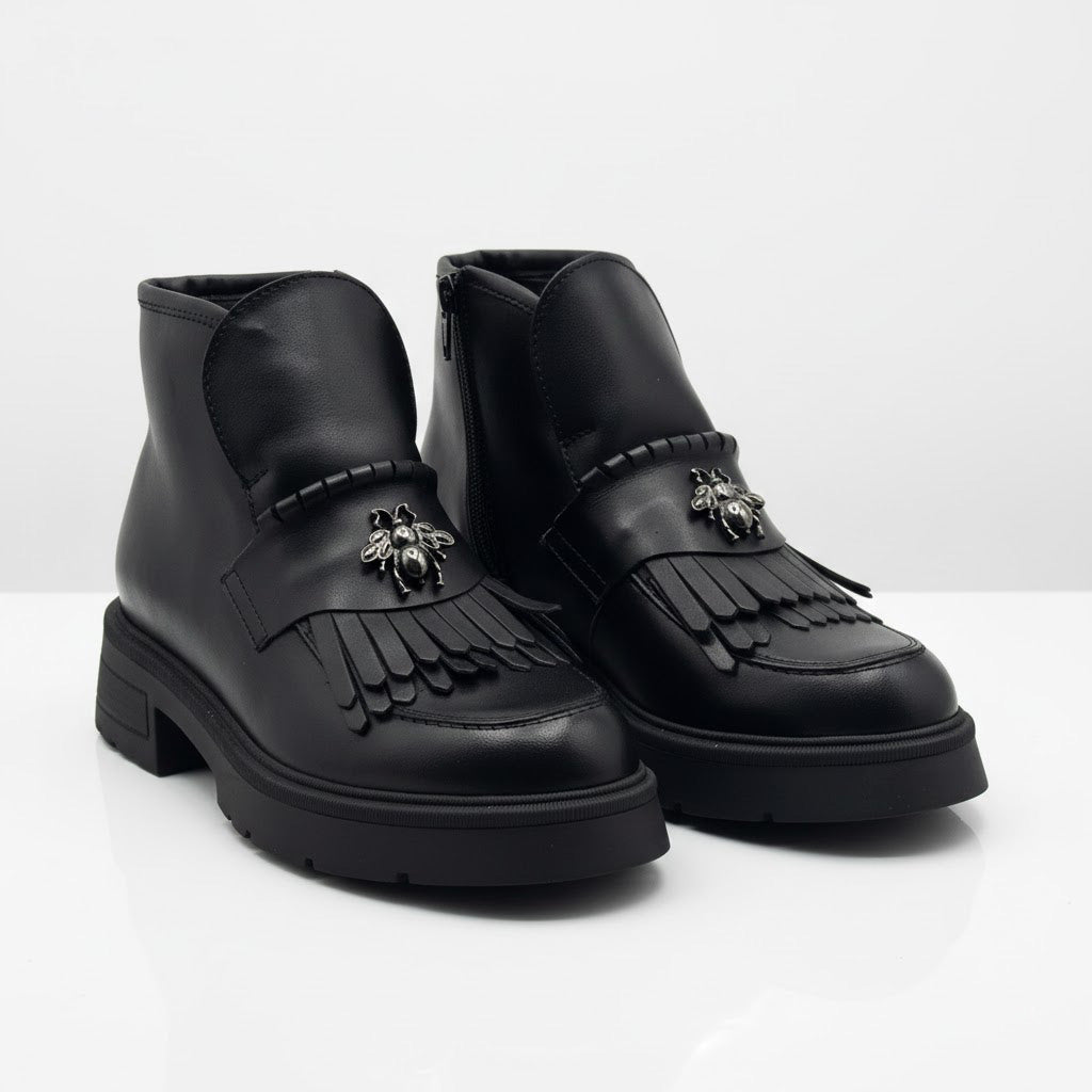 Ghete damă piele naturală  | cod 743 culoare neagra