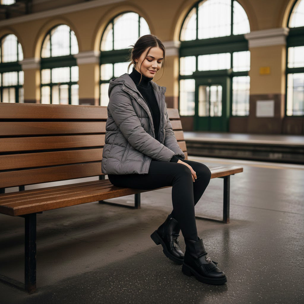 Ghete damă piele naturală  | cod 743 culoare neagra