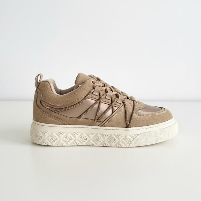 Pantofi din piele intoarsa + textil  culoare bej cod DoQ7