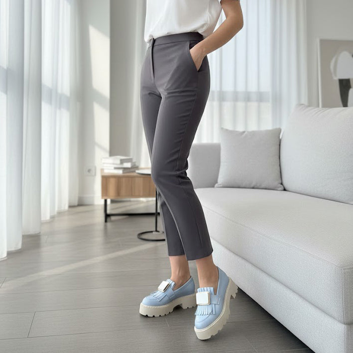Mocasini damă din piele naturală cod 139 culoare albastru