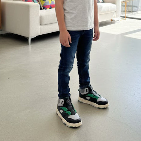 Pantofi copii piele naturală si textil . culoare