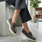 Pantofi casual din piele naturala intoarsa culoare GRI. cod 134