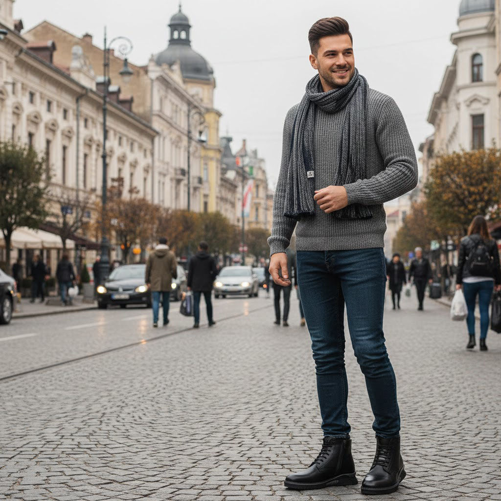 Ghete bărbați piele naturală 840 negru