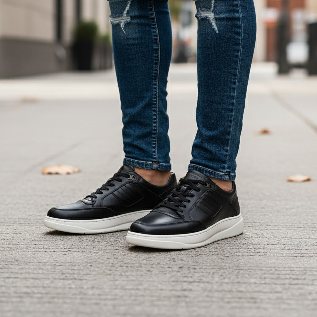 Pantofi sport bărbați piele naturală cod 1403 negru