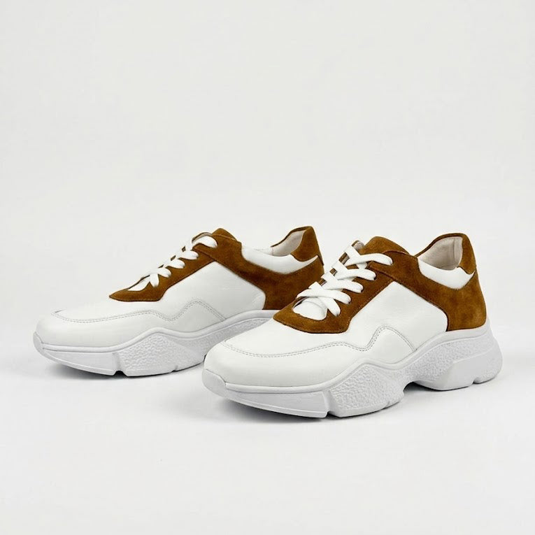 Pantofi sport bărbați piele naturală. cod 466. culoare alb-mustar