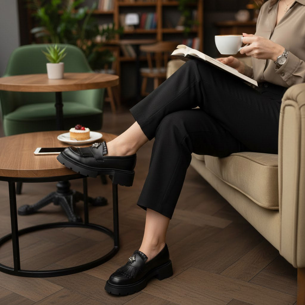 Mocasini damă negri din piele naturală 131