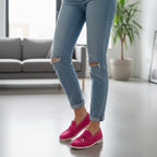 Pantofi 134-1 casual din piele naturala intoarsa culoare magenta