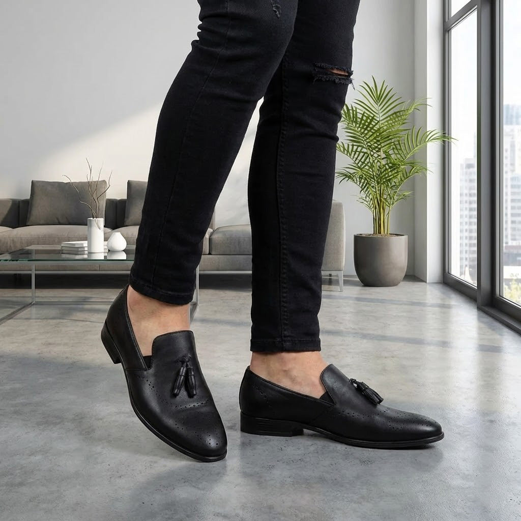 Pantofi eleganți bărbați din piele naturală 322 Negru