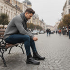 Ghete bărbați piele naturală 840 negru