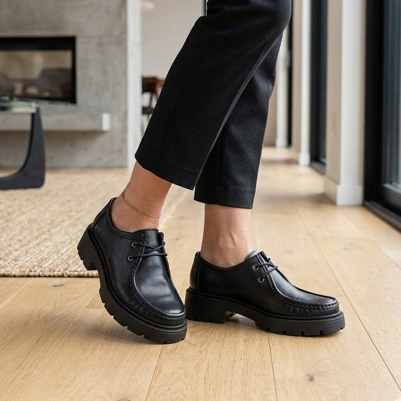 Pantofi damă piele naturală. cod 1421. culoare negru box