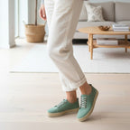 Pantofi casual din piele naturala intoarsa culoare verde 23067