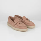 Pantofi 134 casual din piele naturala intoarsa culoare roz pudra