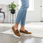 Mocasini damă maro din piele naturală intoarsa cu talpa groasa f usoara cod 132