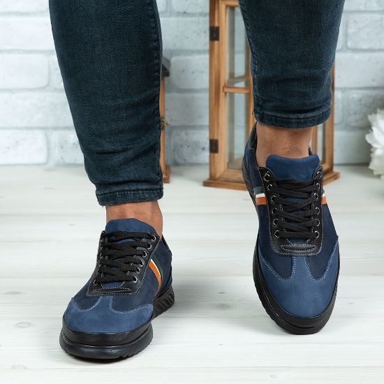 Imagine Pantofi sport bărbați piele naturală 444 Blue