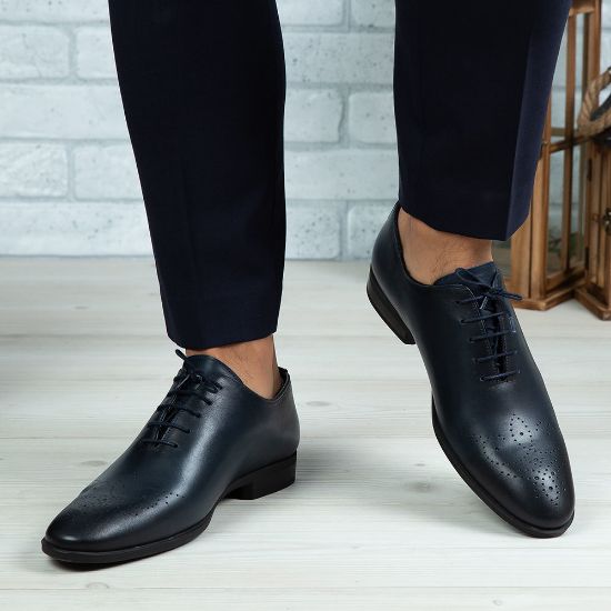 Imagine Pantofi eleganți bărbați piele naturală O23 Blue