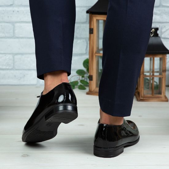 Imagine Pantofi eleganți bărbați din piele naturală O25 Negru Lac