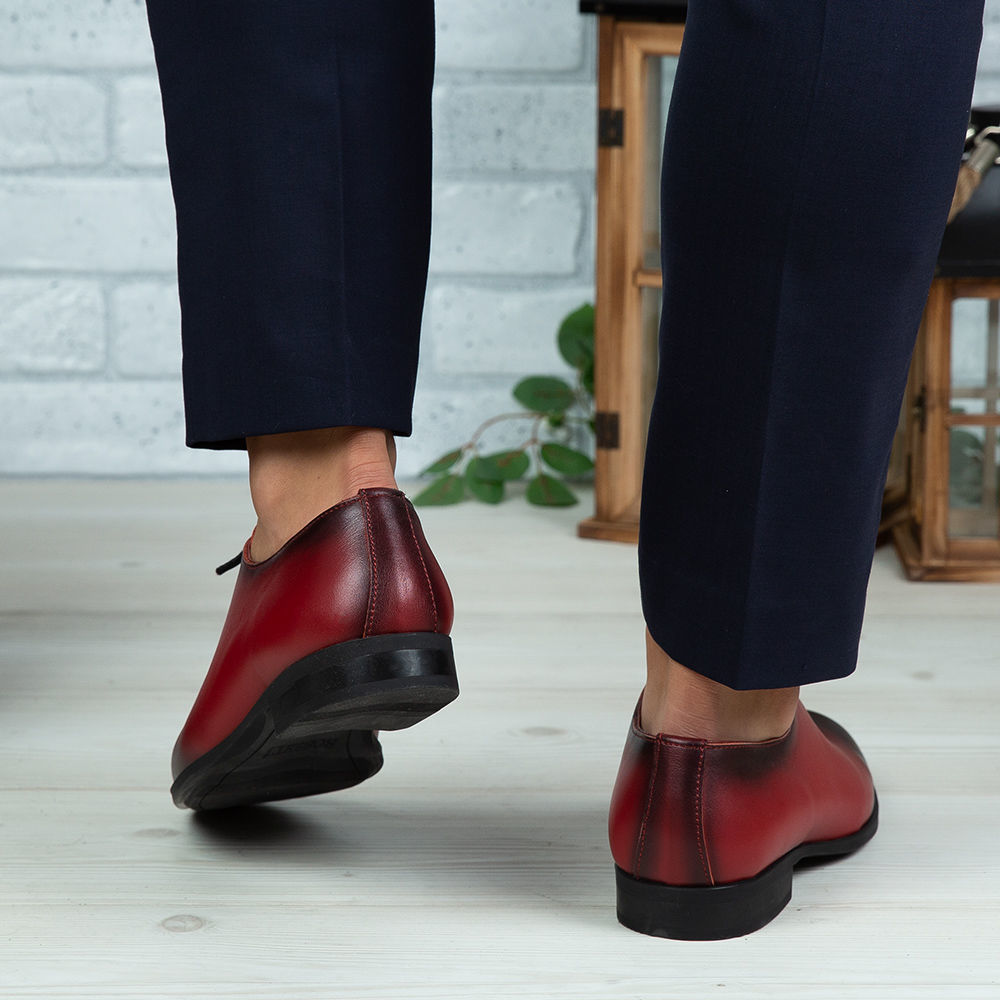 Imagine Pantofi eleganți bărbați din piele naturală O25 Roșu
