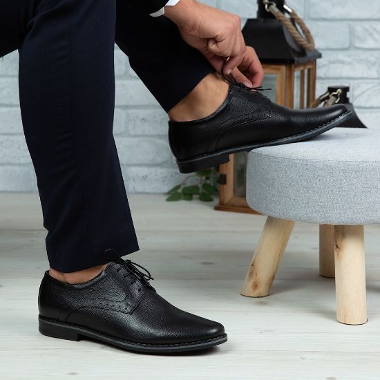 Imagine Pantofi eleganți bărbați din piele naturală O506 Negru Box
