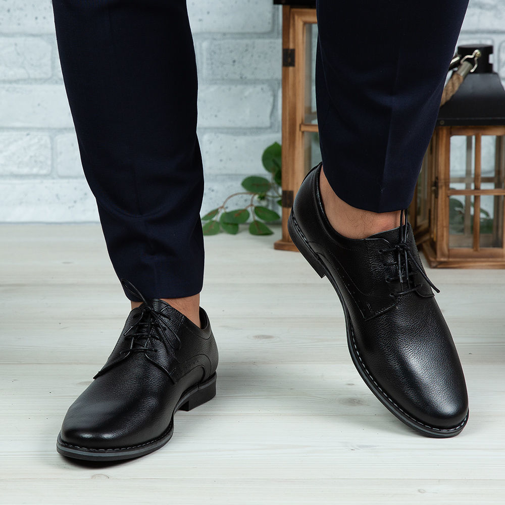 Imagine Pantofi eleganți bărbați din piele naturală O506 Negru Box