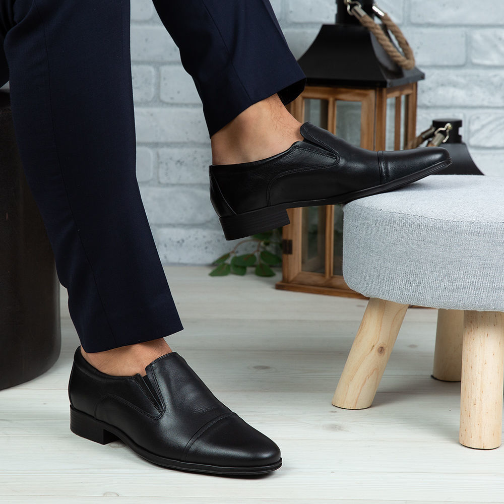 Imagine Pantofi eleganți bărbați din piele naturală 301-R2 Negru